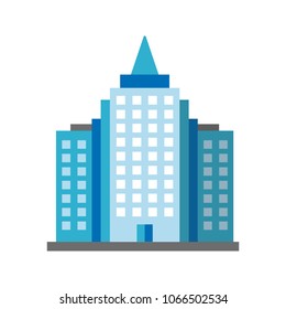 Multi-storey building flat design long shadow color icon. Premium accommodation. Apartment house. Vector silhouette illustration