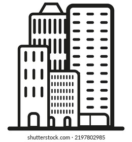 multi-storey building icon. Linear icon. Real estate home property. Vector illustration. Stock image. 