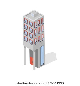 Multi-storey building  Megapolis, isometry. Architecture. Web design