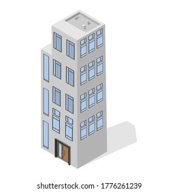 Multi-storey building with Windows. Megapolis, isometry. Architecture. Web design