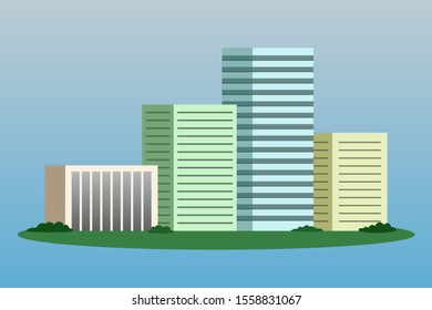 Multi-storey buildings. City architecture. Vector illustration.
