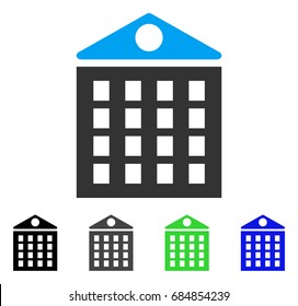 Multi-Storey House flat vector pictogram. Colored multi-storey house gray, black, blue, green pictogram versions. Flat icon style for web design.