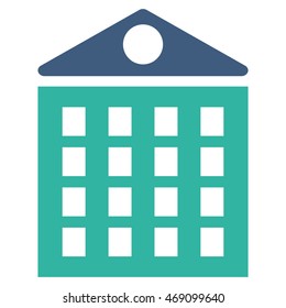 Multi-Storey House icon. Vector style is bicolor flat iconic symbol with rounded angles, cobalt and cyan colors, white background.
