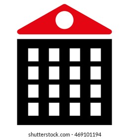 Multi-Storey House icon. Vector style is bicolor flat iconic symbol with rounded angles, intensive red and black colors, white background.