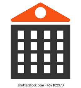 Multi-Storey House icon. Vector style is bicolor flat iconic symbol with rounded angles, orange and gray colors, white background.