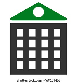Multi-Storey House icon. Vector style is bicolor flat iconic symbol with rounded angles, green and gray colors, white background.