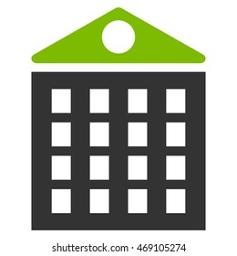 Multi-Storey House icon. Vector style is bicolor flat iconic symbol with rounded angles, eco green and gray colors, white background.