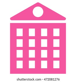 Multi-Storey House icon. Vector style is flat iconic symbol with rounded angles, pink color, white background.