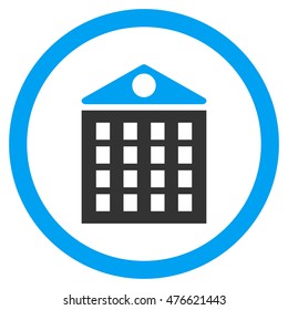 Multi-Storey House rounded icon. Vector illustration style is flat iconic bicolor symbol, blue and gray colors, white background.