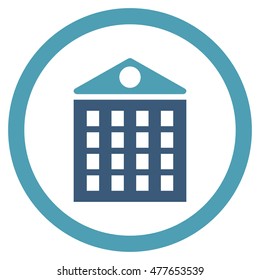 Multi-Storey House rounded icon. Vector illustration style is flat iconic bicolor symbol, cyan and blue colors, white background.