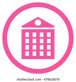 Multi-Storey House rounded icon. Vector illustration style is flat iconic symbol, pink color, white background.
