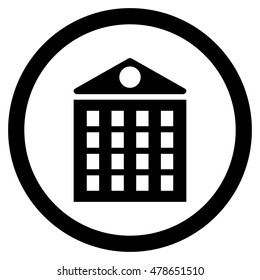 Multi-Storey House rounded icon. Vector illustration style is flat iconic symbol, black color, white background.