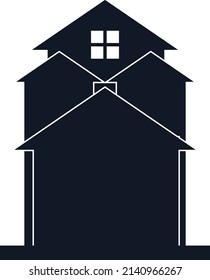 multi-storey house silhouette illustration vector