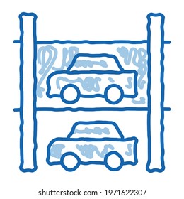 Multi-Storey Parking sketch icon vector. Hand drawn blue doodle line art Multi-Storey Parking sign. isolated symbol illustration