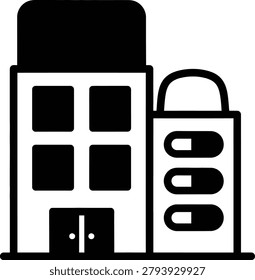 Multistory Building Complex Line Art Icon
