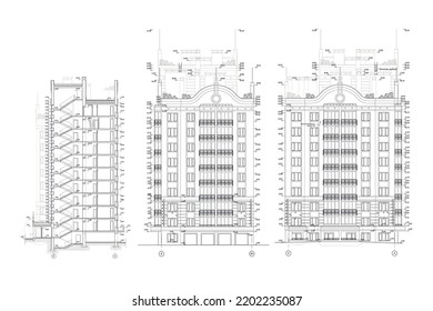 Multistory Building Facades Detailed Architectural Technical Stock ...