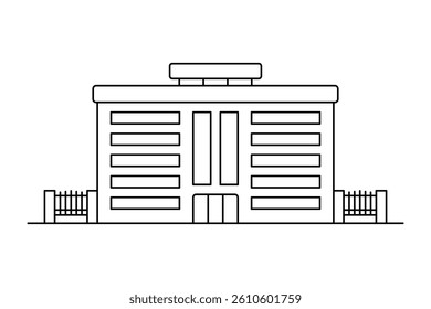 Multistory building icon. Black outline linear silhouette. Editable strokes. Front view. Vector simple flat graphic illustration. Isolated object on white background. Isolate.
