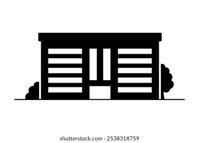 Icono de edificio de varios pisos. Silueta negra. Vista frontal. Vector simple ilustración gráfica plana. Objeto aislado sobre fondo blanco. Aislar.