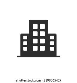 Multi-story building icon. Monochrome black and white symbol