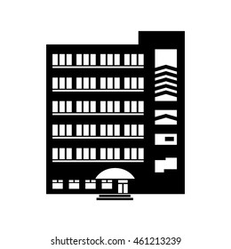Multistory building icon in simple style on a white background