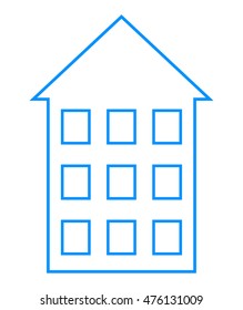 Multistory building. Multistoried residential structure. Vector isolated