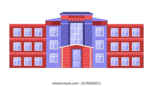 A multi-story building on an isolated background. Vector illustration in a flat style