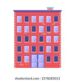 A multi-story building on an isolated background. Vector illustration in a flat style