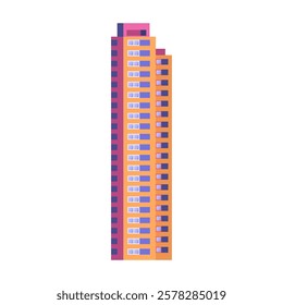 A multi-story building on an isolated background. Vector illustration in a flat style