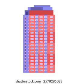 A multi-story building on an isolated background. Vector illustration in a flat style