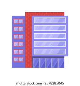 A multi-story building on an isolated background. Vector illustration in a flat style