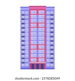 A multi-story building on an isolated background. Vector illustration in a flat style