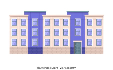 A multi-story building on an isolated background. Vector illustration in a flat style