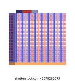 A multi-story building on an isolated background. Vector illustration in a flat style