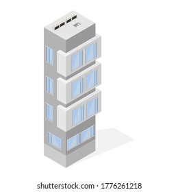 Multistory building. Residential building. Megapolis, isometry. Architecture. Web design