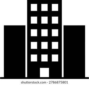 Multistory Commercial Building Silhouette Vector Icon