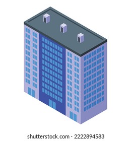 Icono de multihistoria vector isométrico. Edificio de la ciudad. Bloque de la casa