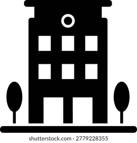 Multistory Office Building Architecture Glyph Vector Icon
