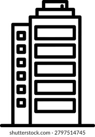 Multistory Office Building Icon Urban Architecture Vector Symbol
