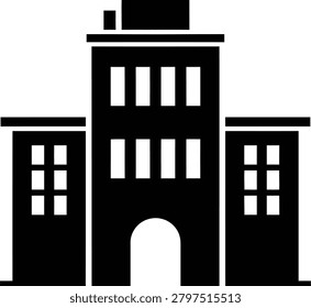 Multistory Office Building Silhouette Icon Modern Urban Architecture Vector