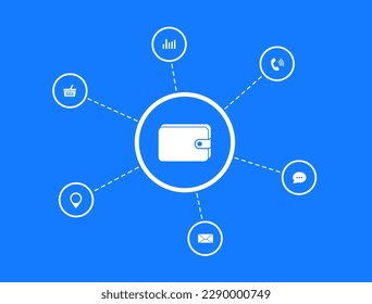 Icono del vector de ingresos de multistream: maximiza los ingresos del negocio, genera beneficios de varios canales: llamadas en frío, base de clientes, anuncios en línea y fuera de línea, todo fluyendo a la cartera