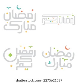 Tipografía árabe multiestilo para saludos de Ramadán en caligrafía escrita a mano.
