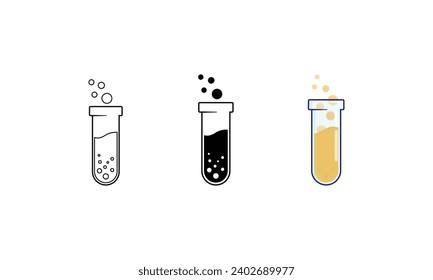 Icono multiestilo de la ciencia de botellas de tubo de tés, silueta, contorno, estilo de diseño plano colorido