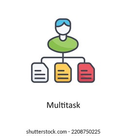 Multitask Filled Outline Vector Icon Design illustration on White background. EPS 10 File