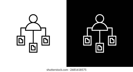Icono de multitarea símbolo de línea delgada sobre fondo blanco. Ilustración vectorial de trazo editable