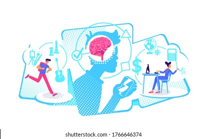 Multitaskers flat concept vector illustration. Man and woman complete many assignment. 2D cartoon characters for web design. Doing multiple things simultaneously creative idea