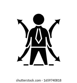 Multitasking business black icon, concept illustration, vector flat symbol, glyph sign.