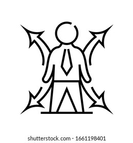 Icono de línea de negocio multitarea, signo de concepto, ilustración de vector de esquema, símbolo lineal.