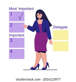 Multitasking business woman.Woman prioritize things to do. Do the most important things first.