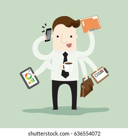 Multitasking businessman