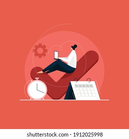 Multitasking Businesswoman with time management concept, Effective management with business background